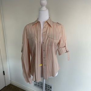 Club Monaco button down orange stripe and long or short sleeve shirt